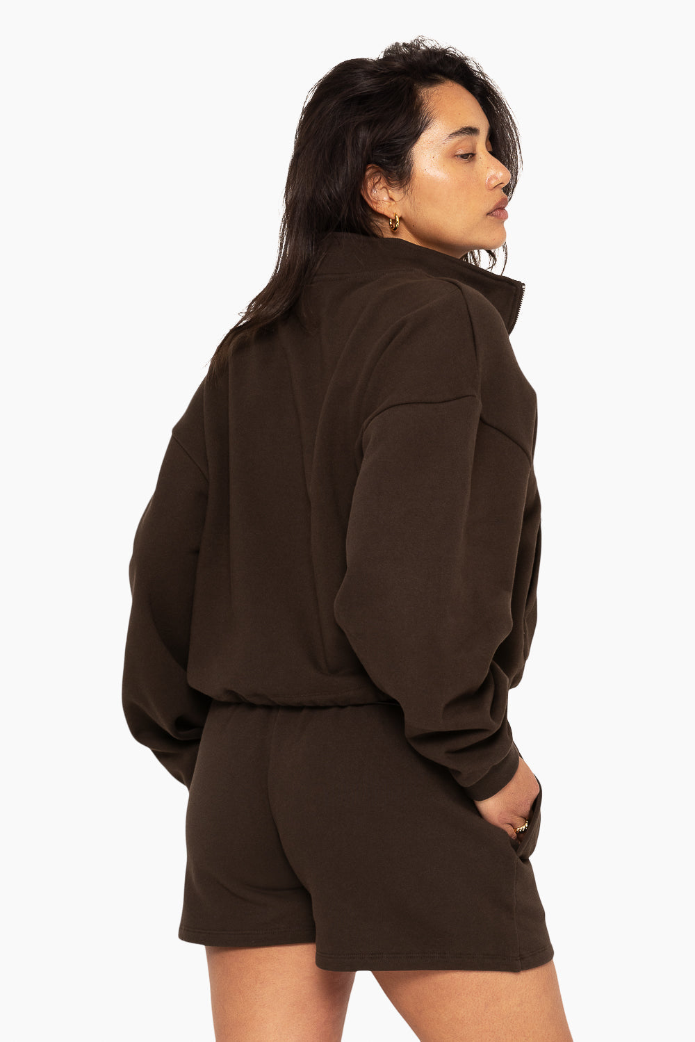 Heavyweight Sweats Half Zip | Espresso