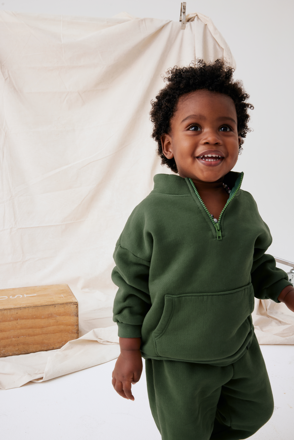 Heavyweight Sweats Kids Quarter Zip | Rosemary
