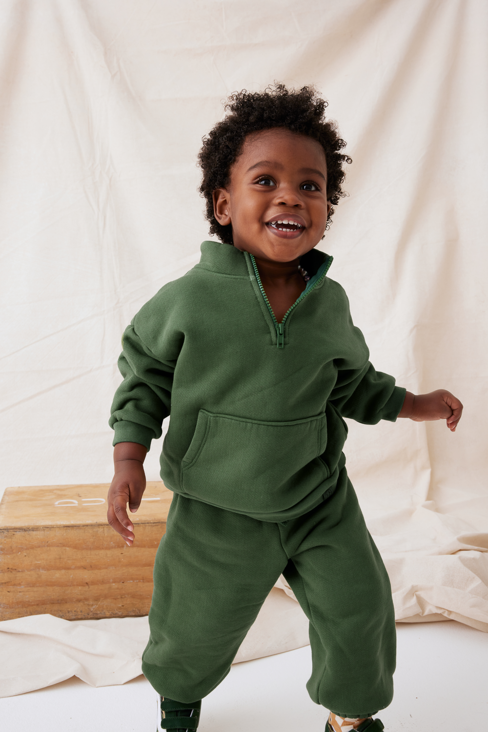 Heavyweight Sweats Kids Quarter Zip | Rosemary