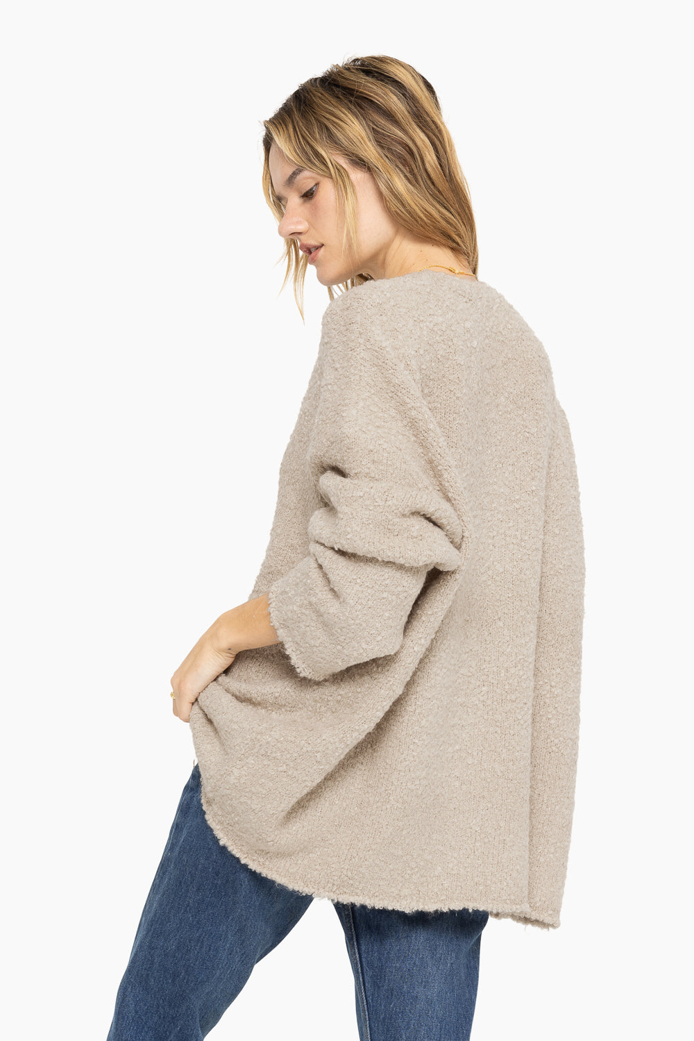 Bouclé Oversized Crewneck Sweater | Oat