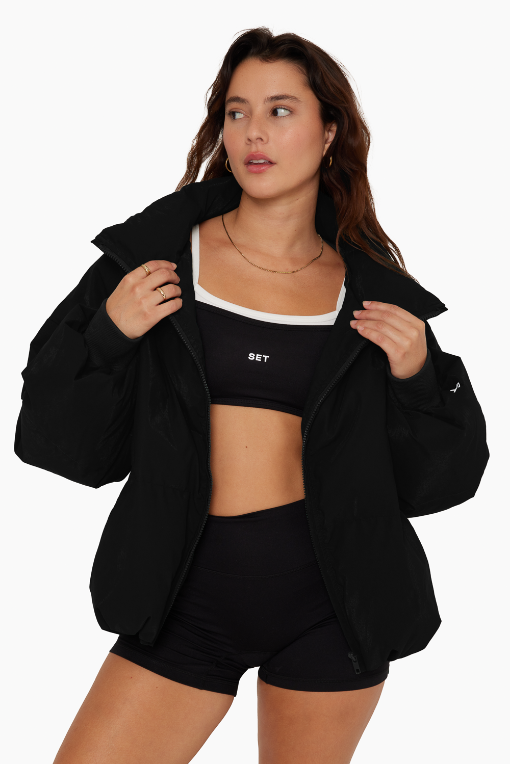 Coated Poly Oversized Puffer | Onyx