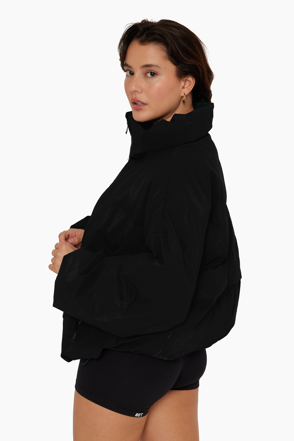 Coated Poly Oversized Puffer | Onyx