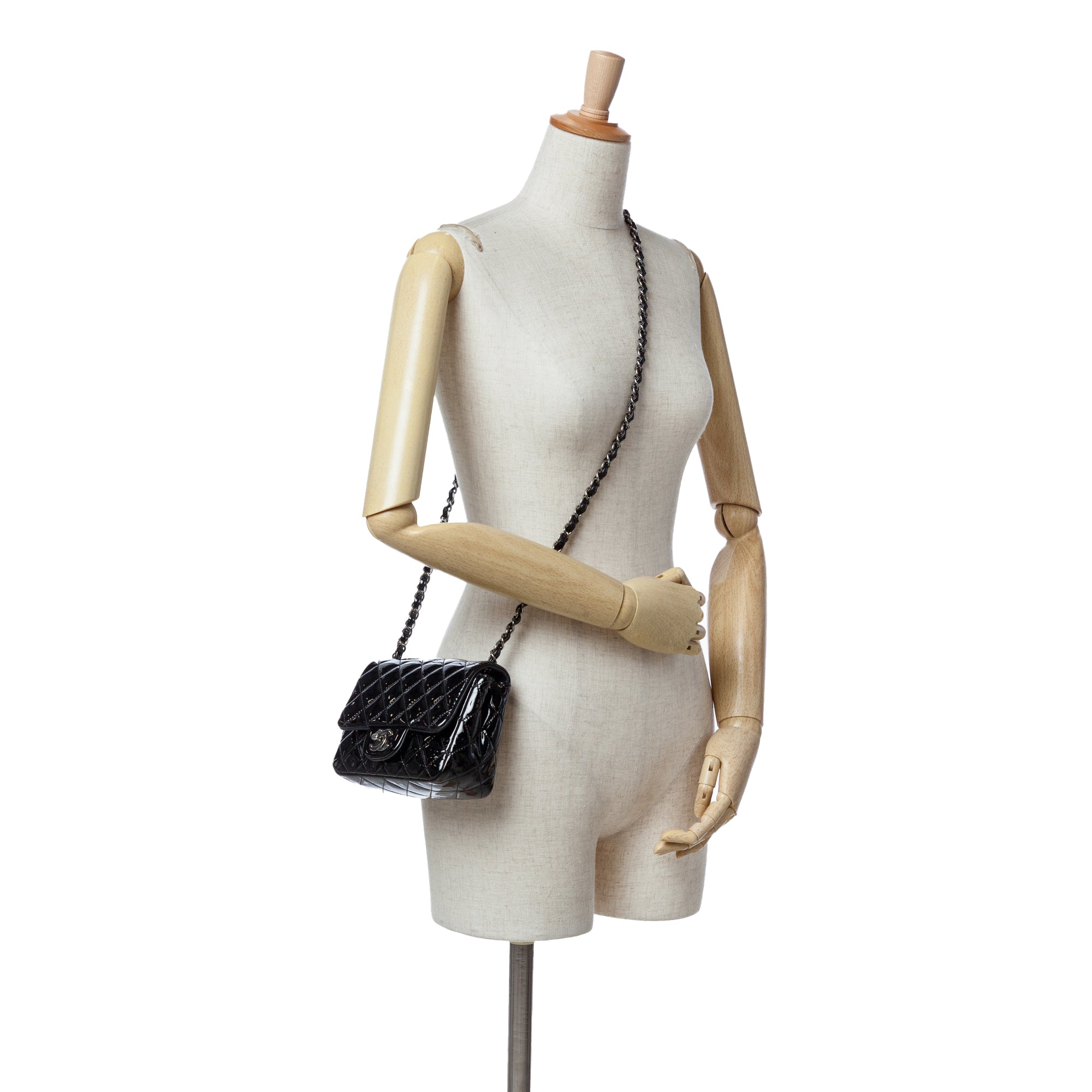 Chanel | Pre-Owned Mini Square Classic Patent Single Flap - III | Black