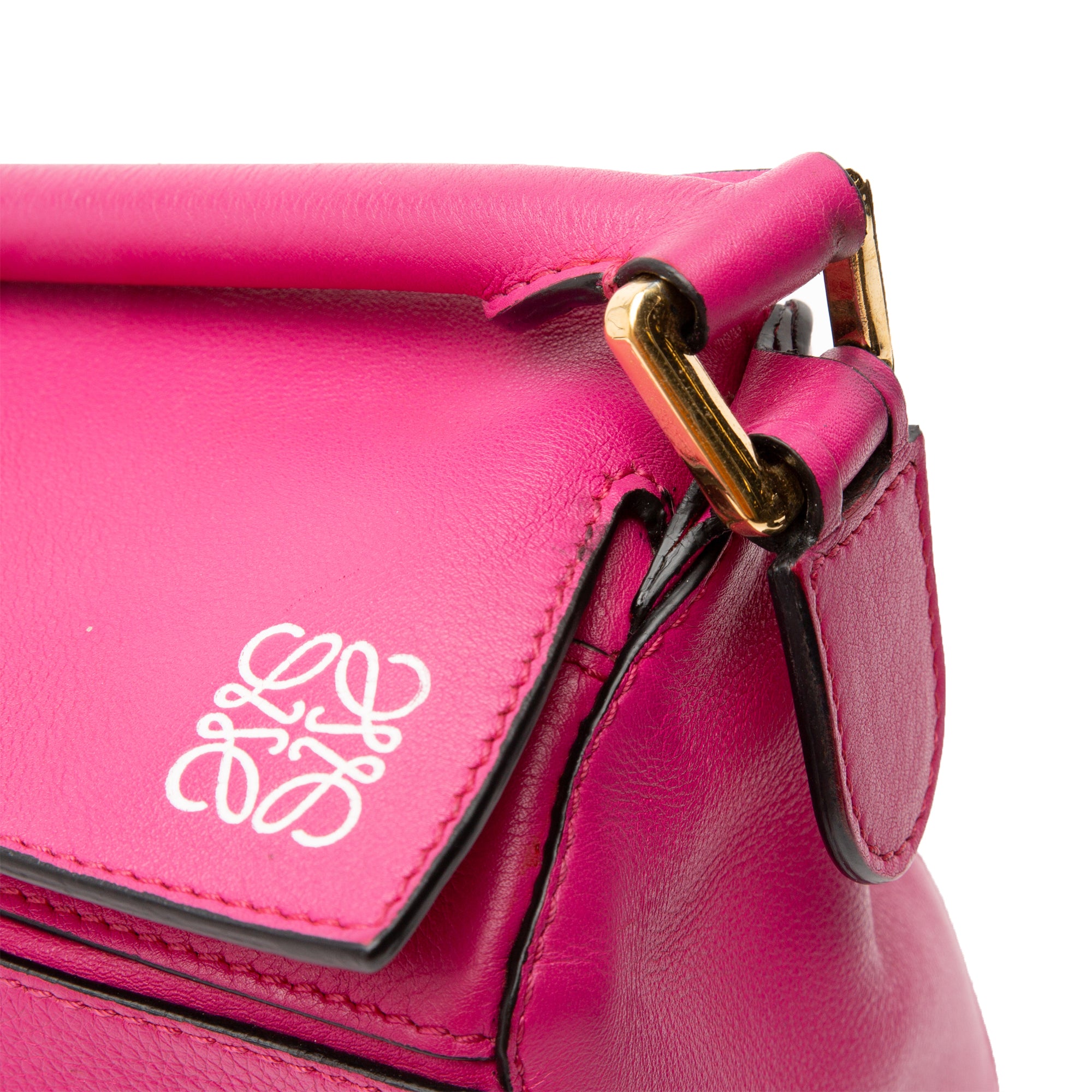 Loewe | Pre-Owned Small Calfskin Puzzle Satchel | Pink/Hot Pink