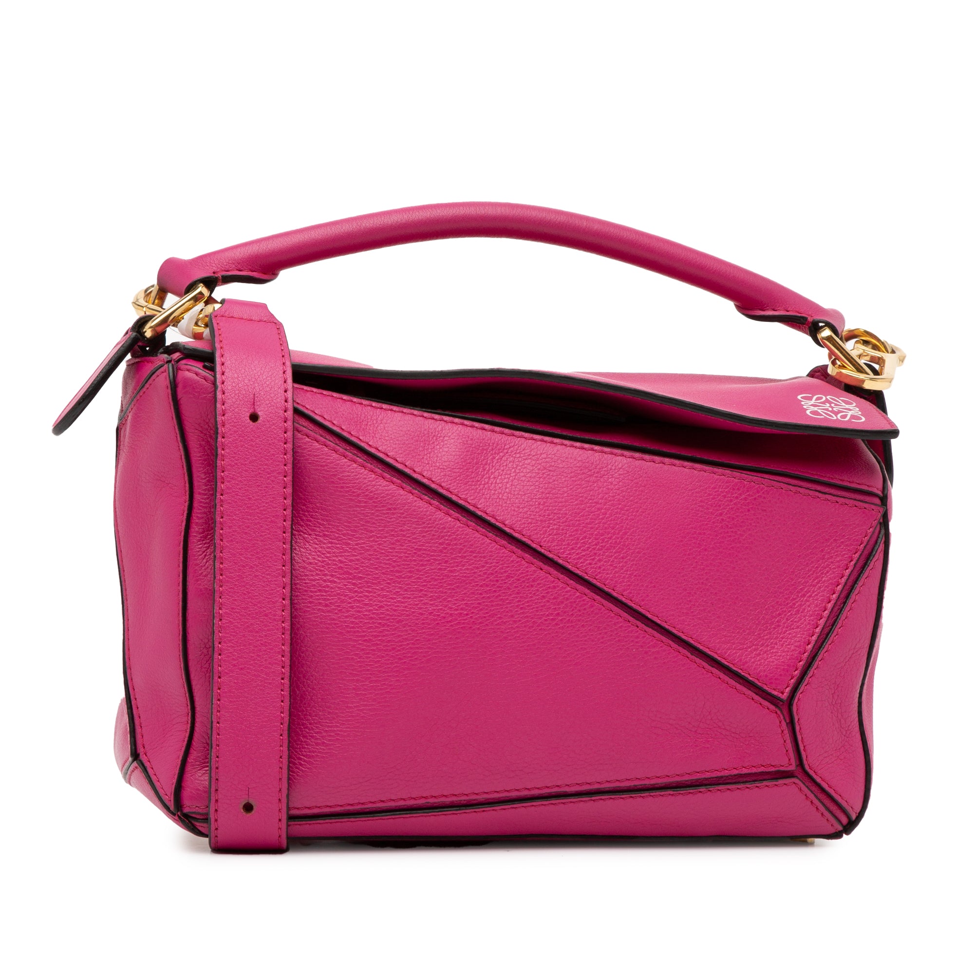 Loewe | Pre-Owned Small Calfskin Puzzle Satchel | Pink/Hot Pink