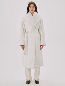 Another Tomorrow Wrap Puffer in Parchment – Cotton Women's Outerwear