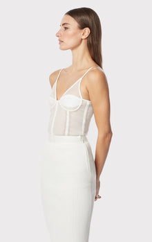 Sheer Intarsia Bustier Top | Alabaster