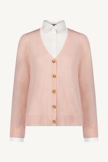 Poplin Combo Knit Top | Blush