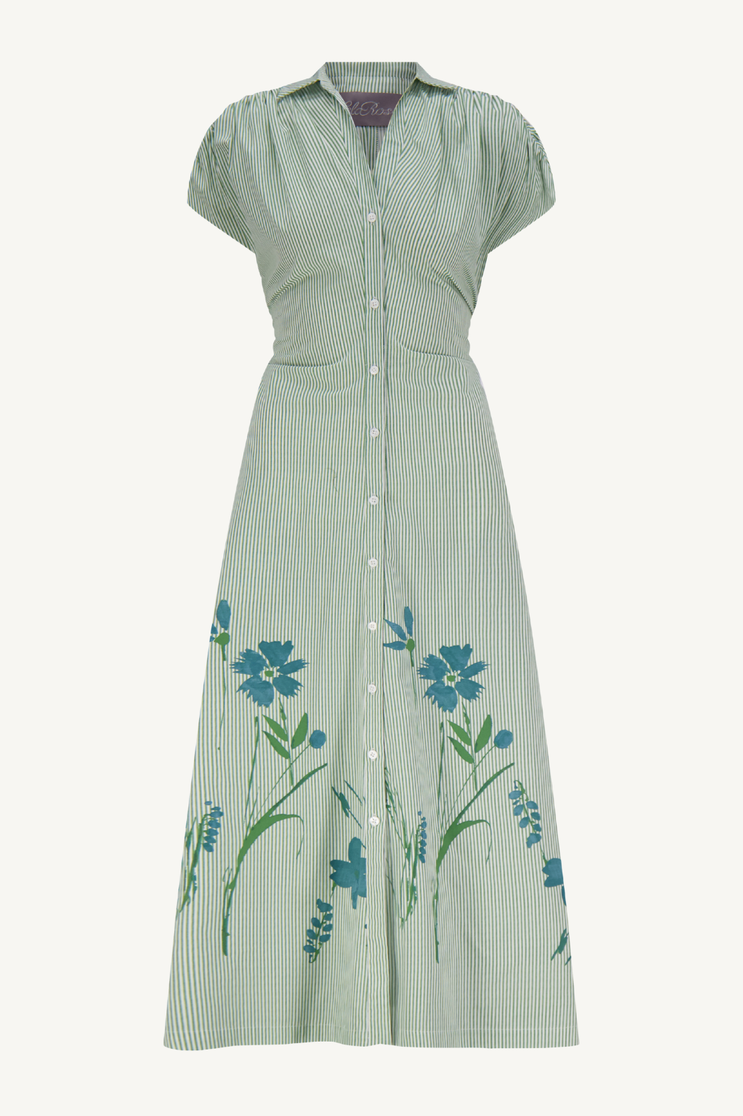 Floral Striped Cotton Tie Waist Dress | Mallard Multi