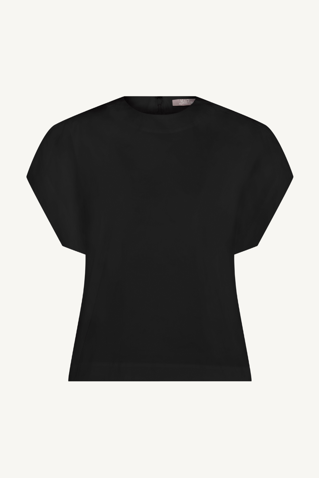 Cotton Poplin Short Sleeve Top | Black