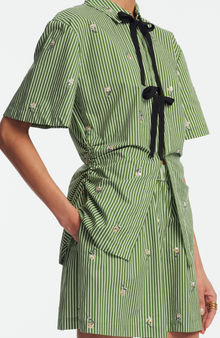 Embroidered Striped Cotton Short | Cactus