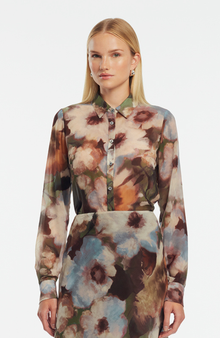 Floral Printed Chiffon Lucy Shirt | Cactus Multi