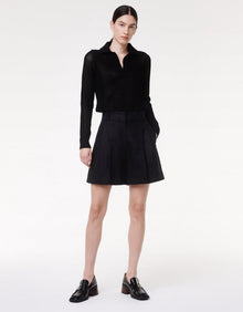 Another Tomorrow Pleated Shorts in Black – Linen Women's Trousers