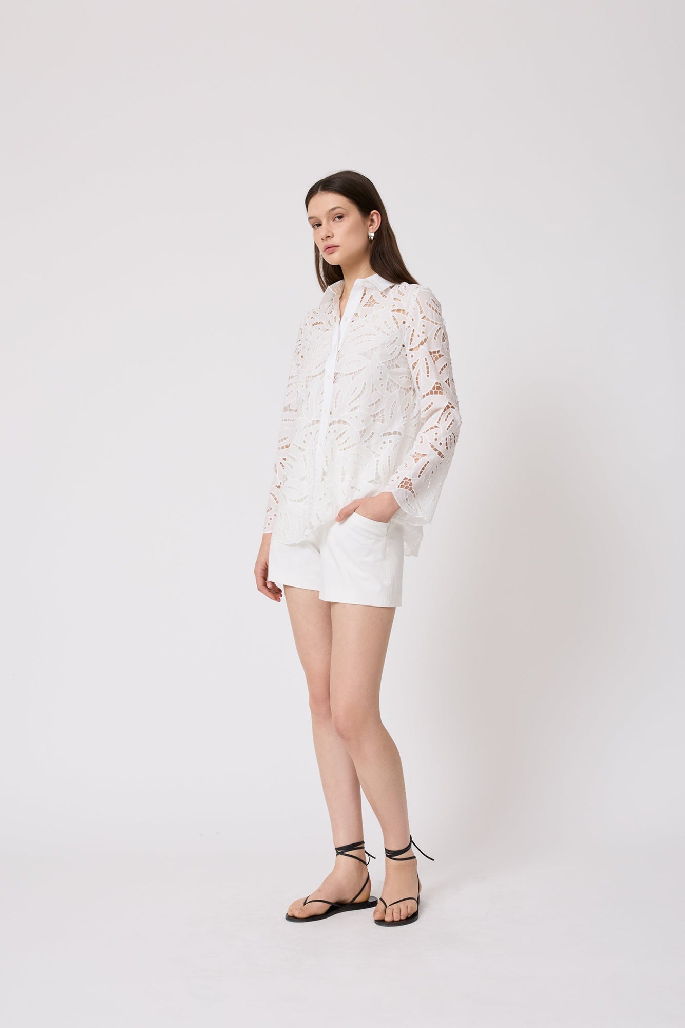 Embroidered Eyelet Shirt | Ivory