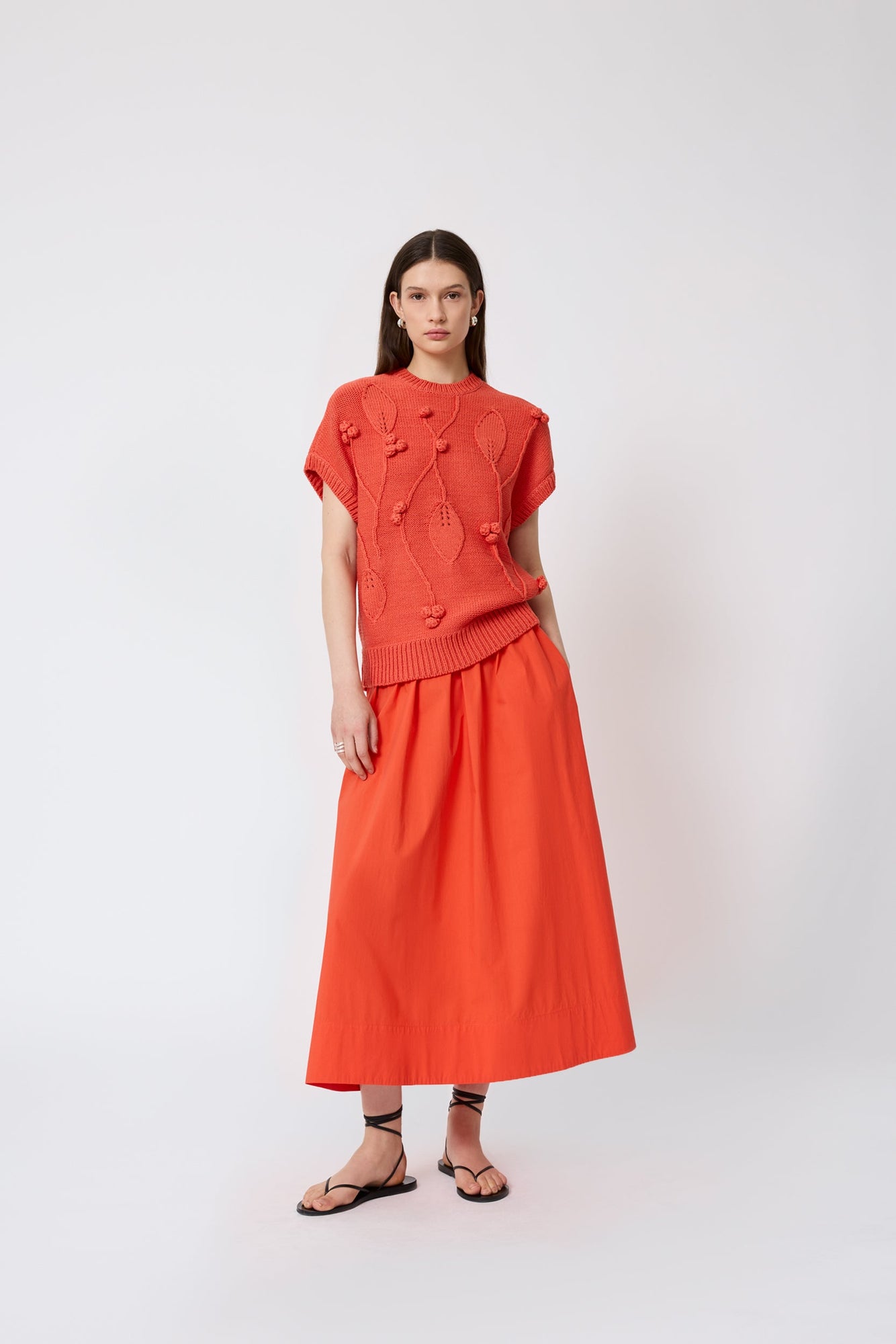 Embroidered Sleeveless Sweater | Vermillion