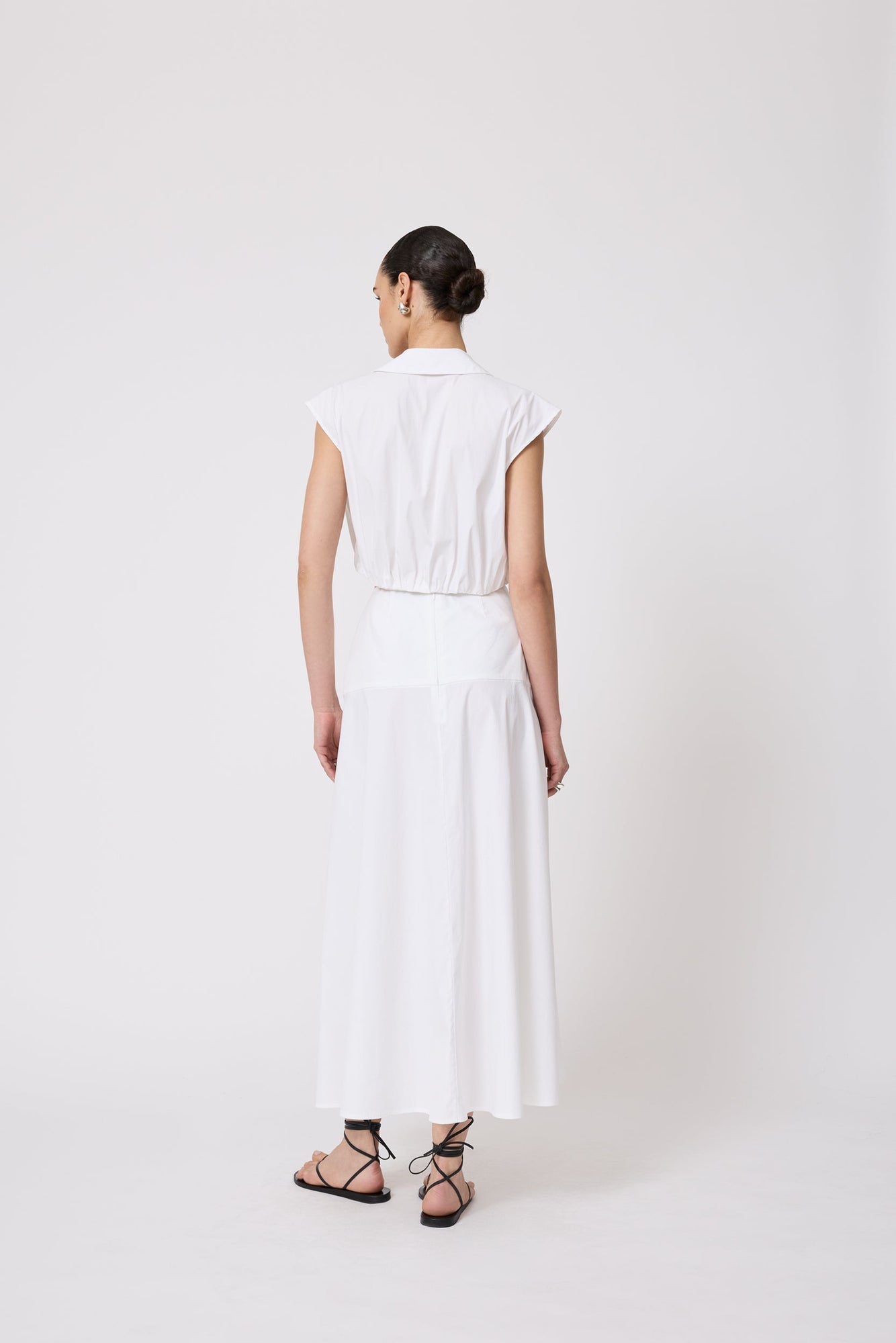 Cotton Poplin Sleeveless Shirt | White