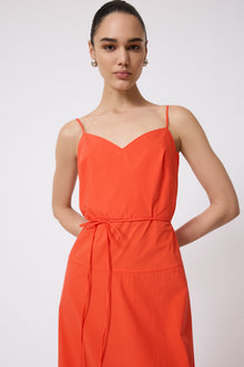 Tech Poplin Bubble Hem Dress | Vermillion