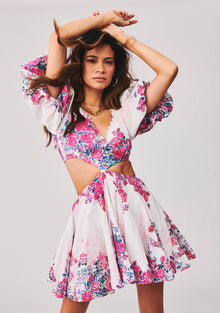 Hemant & Nandita | Mila Short Printed Dress | White