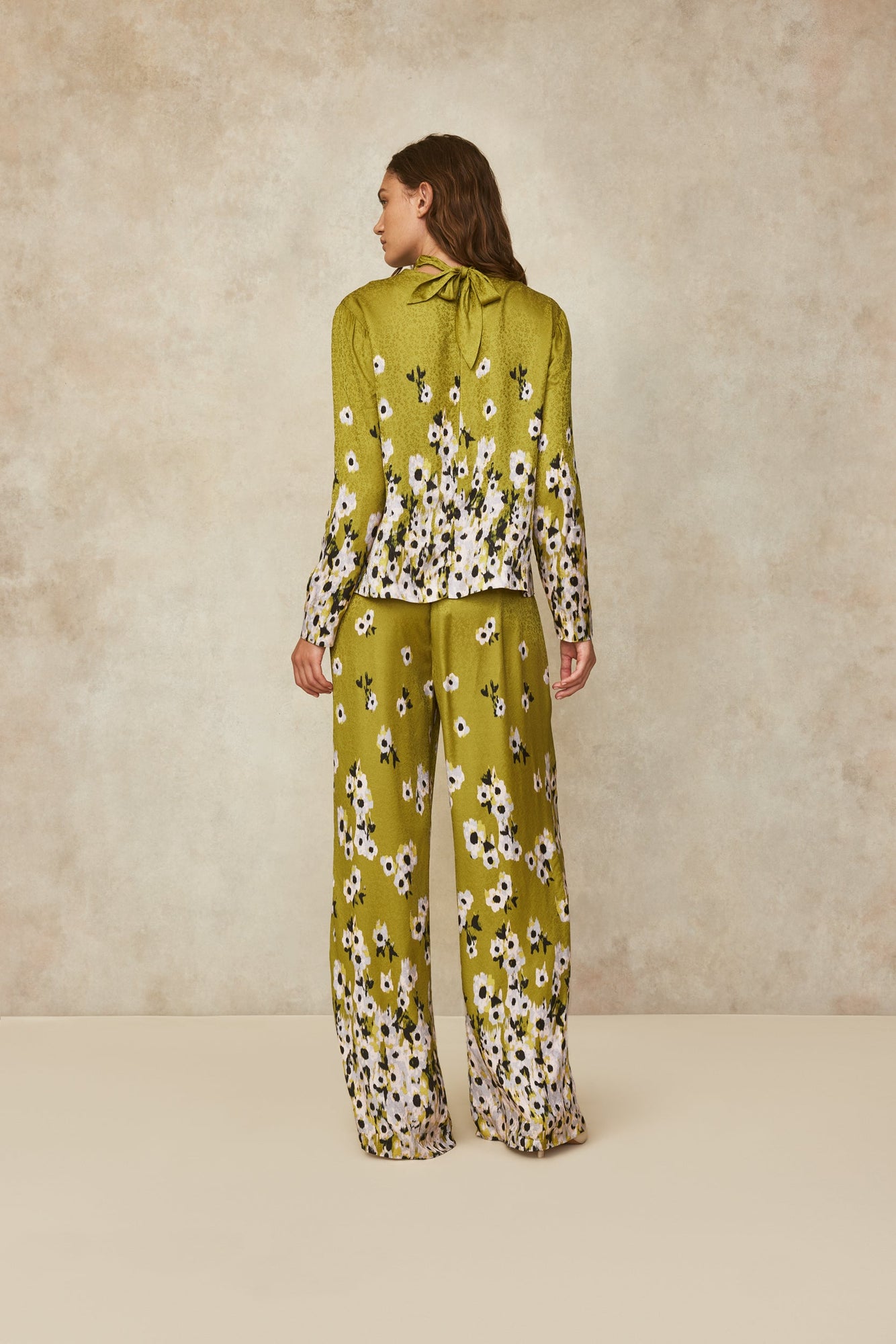 Floral Crepe Tie Neck Blouse | Moss Multi