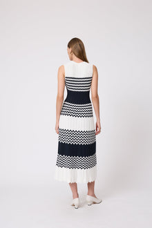 Chevron Pointelle Knit Dress | Ivory Multi