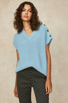 Button Detail Sleeveless Sweater | Frost