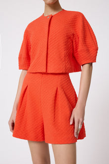 Textured Jersey Jacket | Vermillion