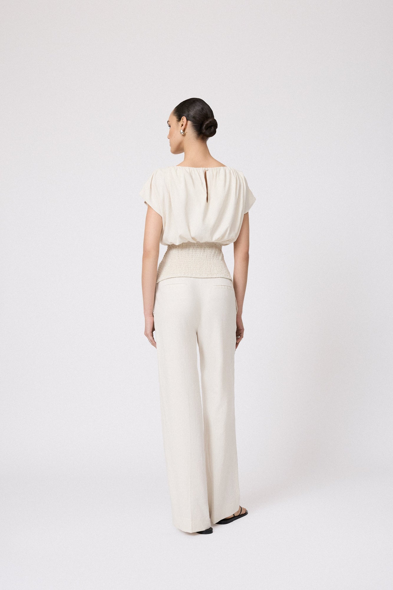 Linen Smocked Top | Bone