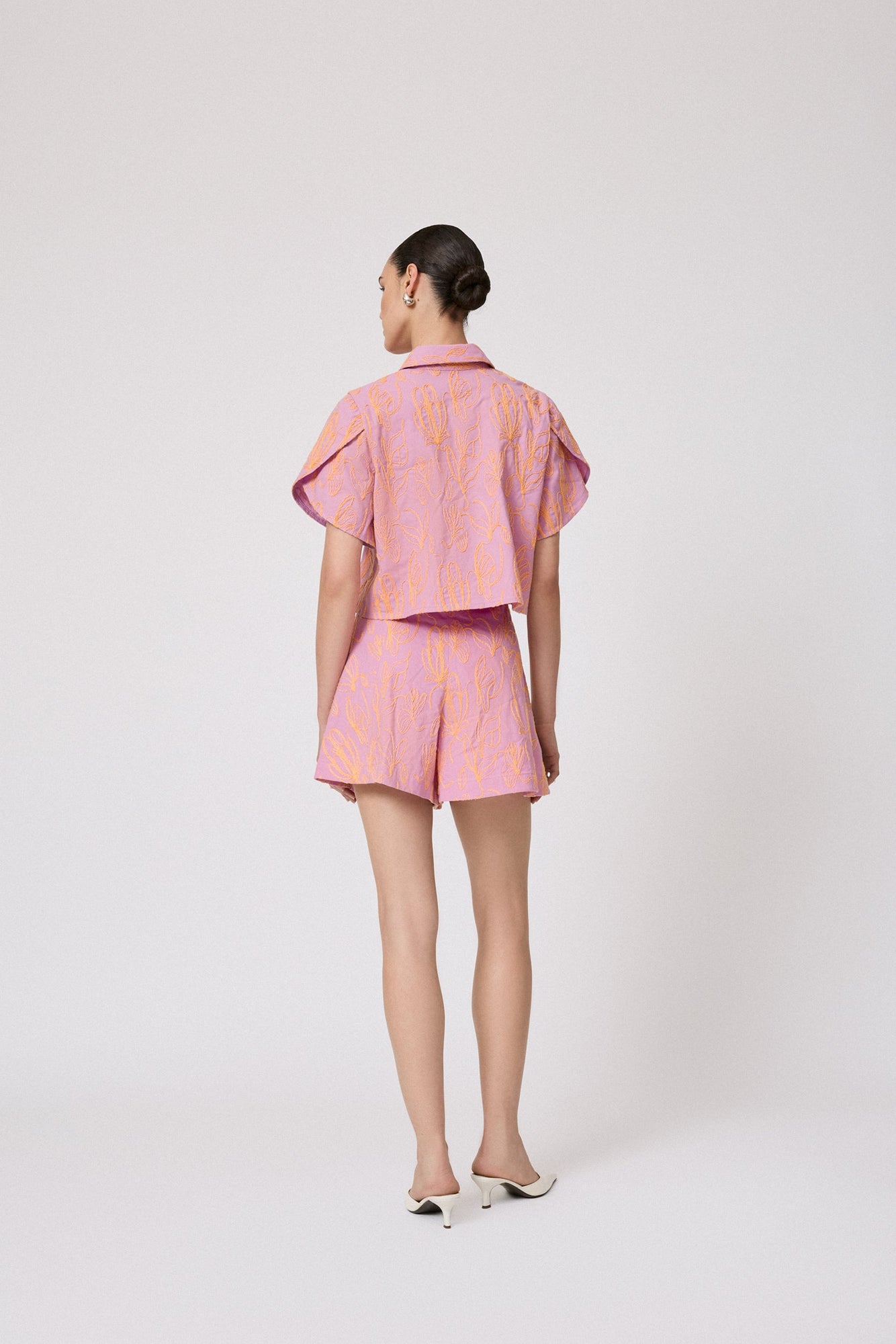 Thread Embroidered Canvas Top | Orchid