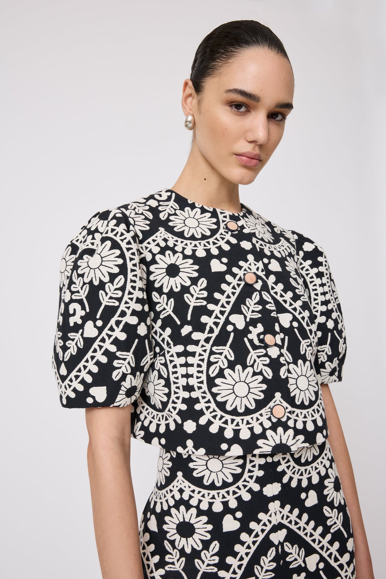 Floral Jacquard Jacket | Black Multi