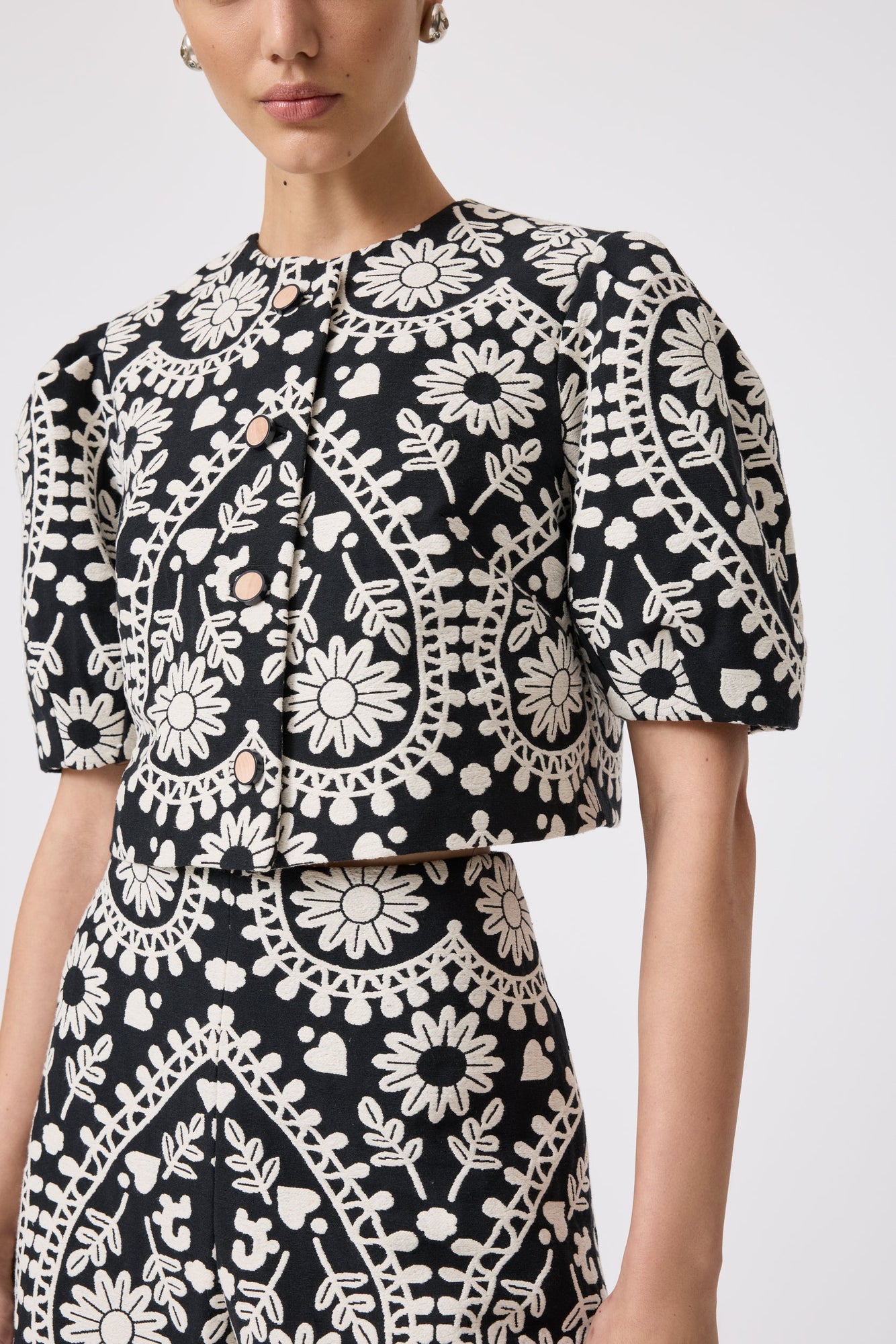 Floral Jacquard Jacket | Black Multi