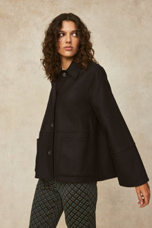 Double Face Wool Reversible Jacket | Black/Navy