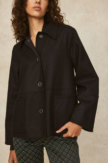 Double Face Wool Reversible Jacket | Black/Navy