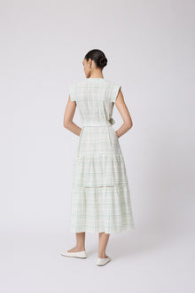 Stretch Seersucker Tiered Dress | White