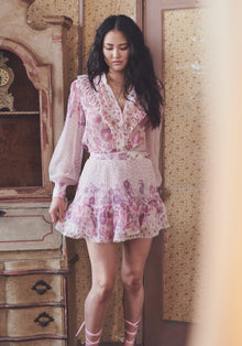 Hemant & Nandita | Suki Short Skirt | White/Pink