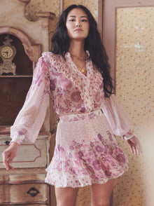 Hemant & Nandita | Suki Short Skirt | White/Pink