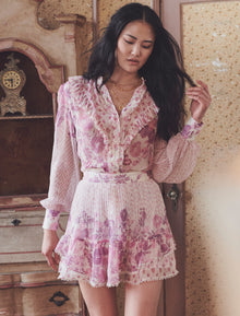 Hemant & Nandita | Suki Short Skirt | White/Pink