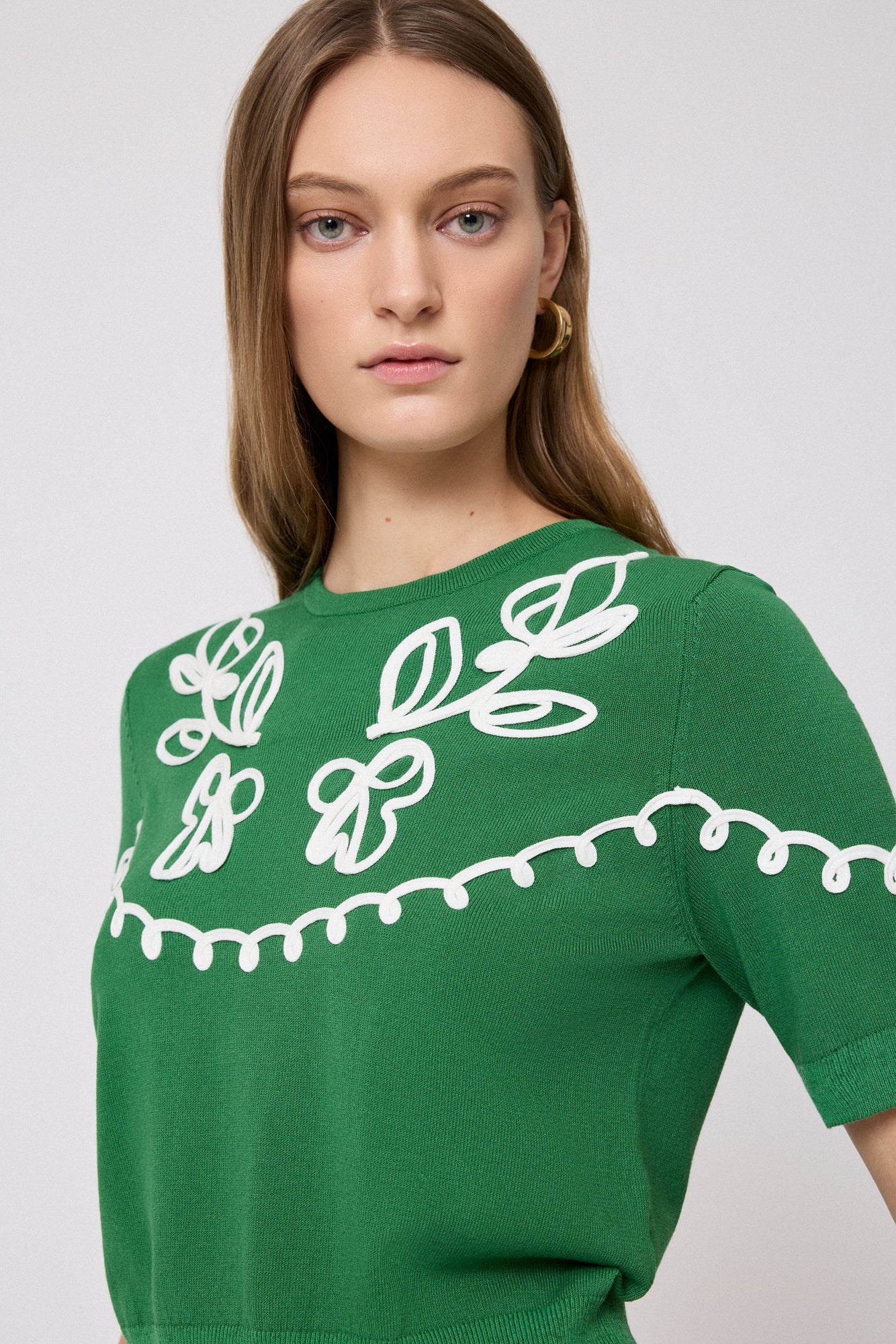 Floral Embroidered Top | Green