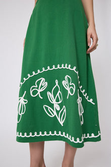 Floral Embroidered Skirt | Green