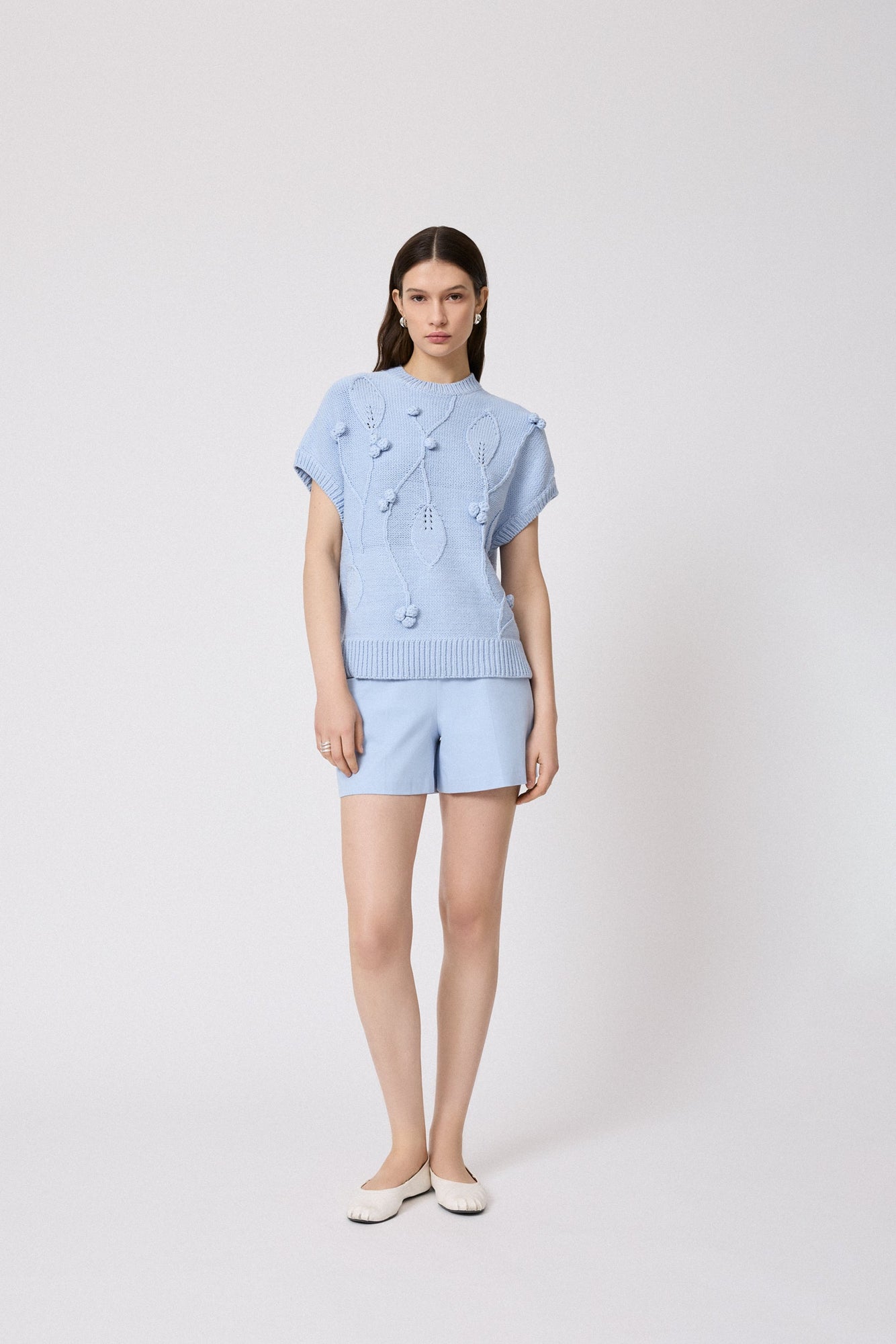 Embroidered Sleeveless Sweater | Cloud