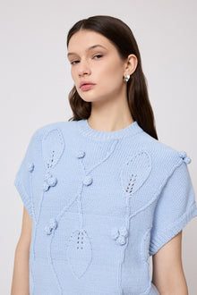 Embroidered Sleeveless Sweater | Cloud