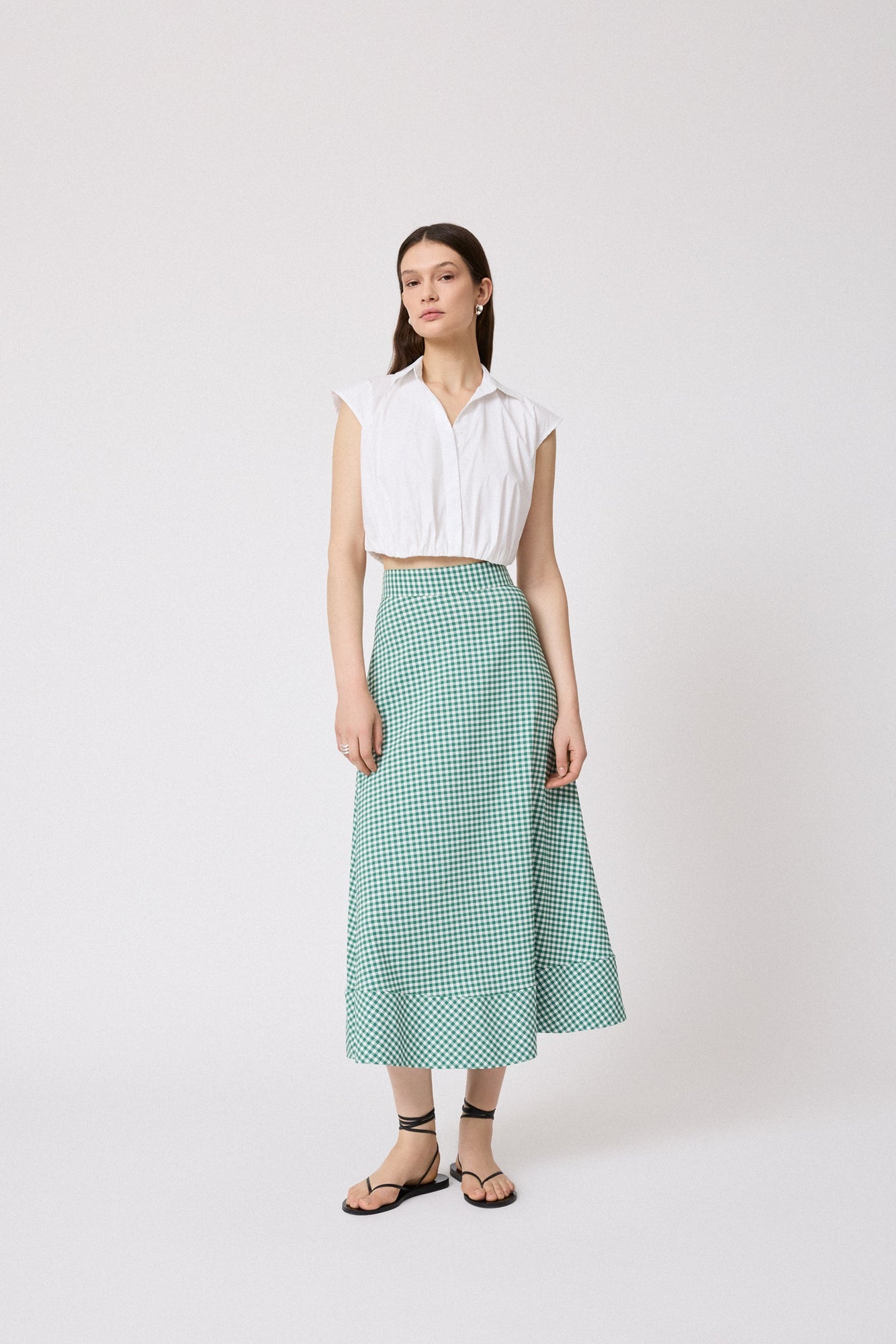 Stretch Plaid Skirt | Green