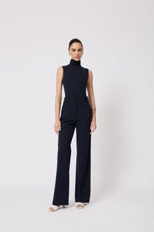 Jersey Sleeveless Turtleneck | Navy