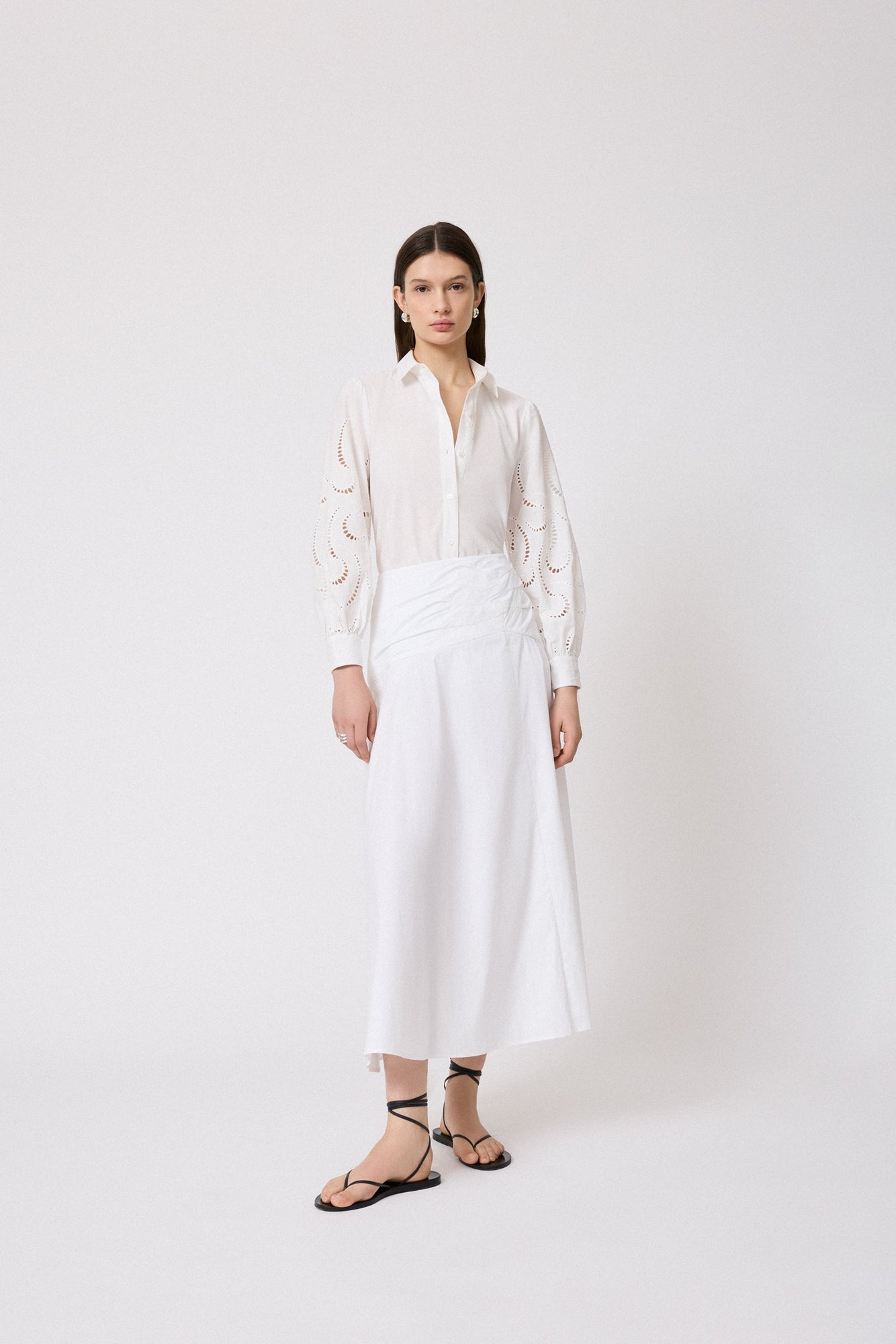 Wave Eyelet Tunic Shirt | Ivory