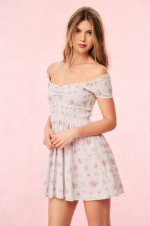 Siona Cotton Floral Mini Dress | Skylight  Blue