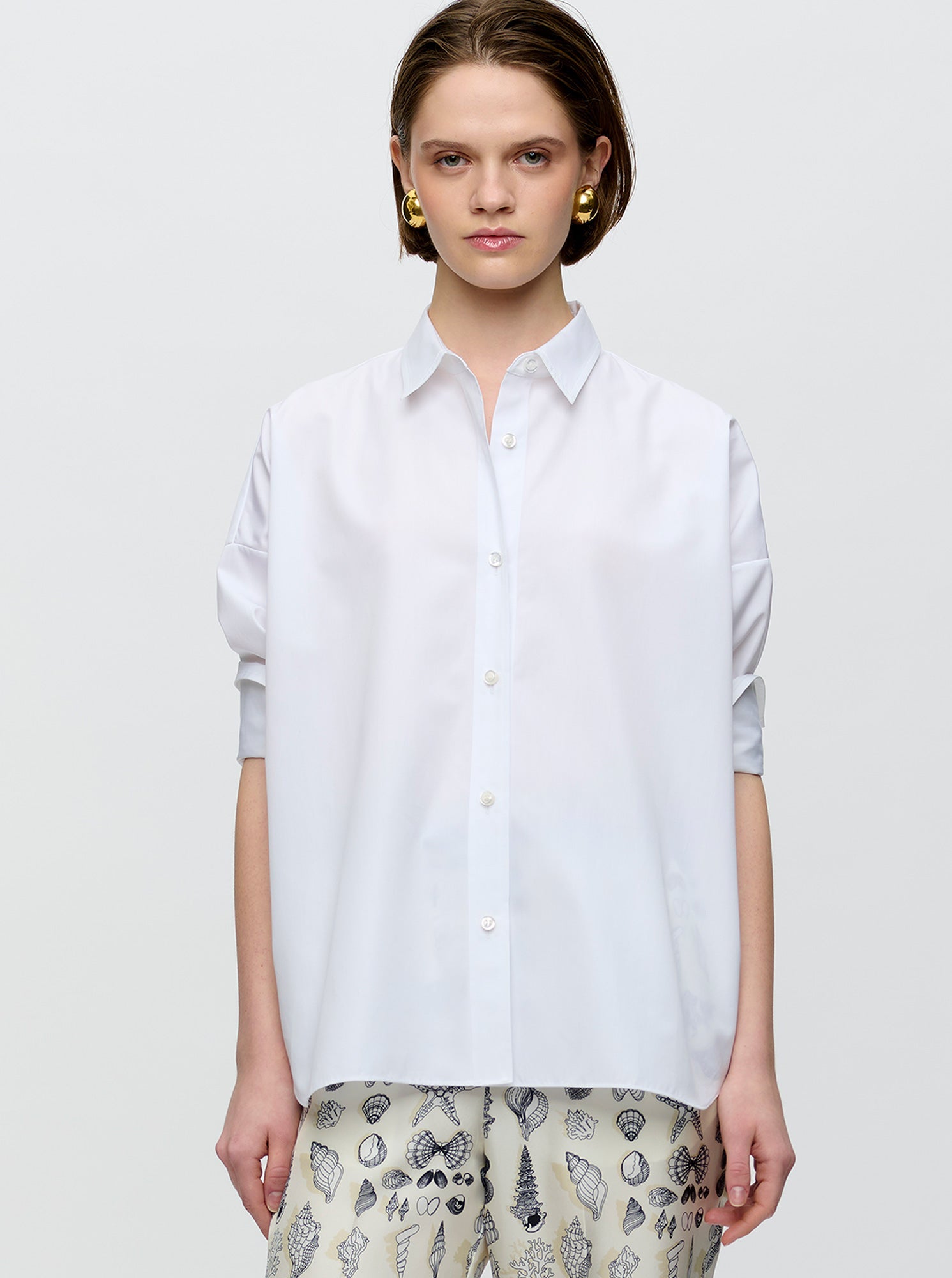 Sirene Scarf Back Shirt | White