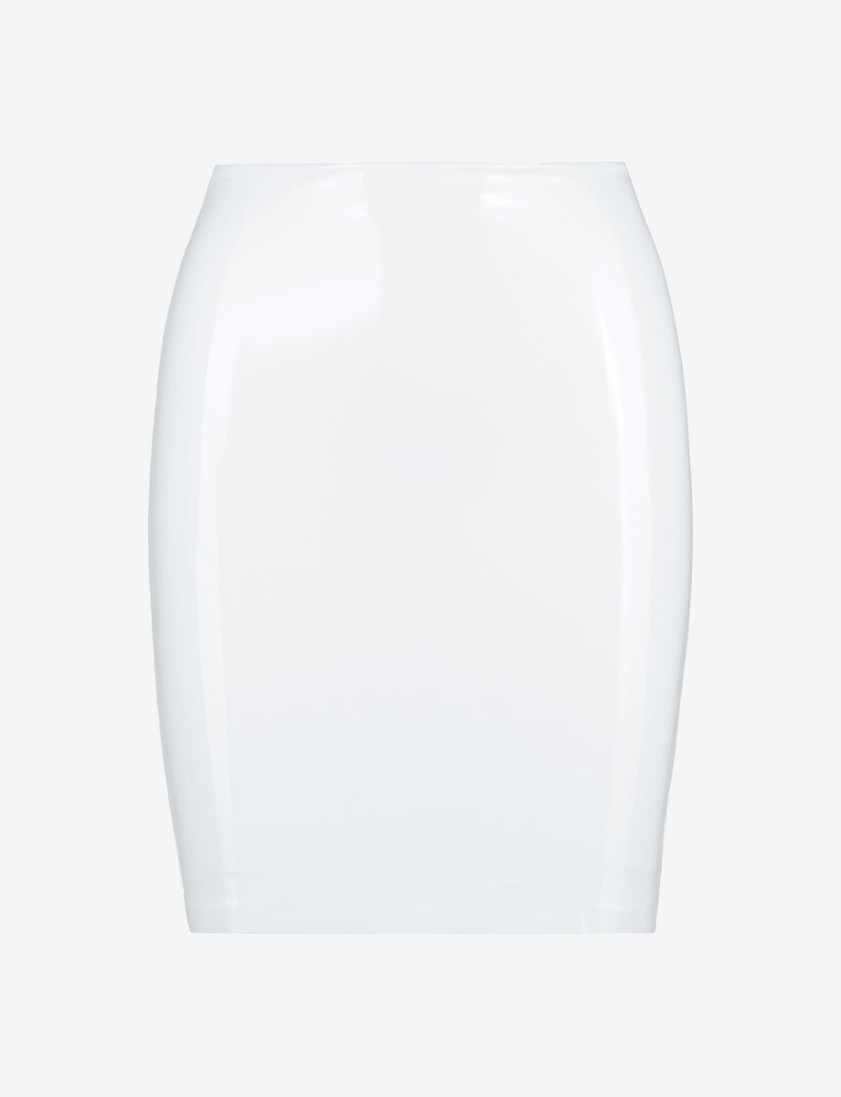Faux Patent Leather Mini Skirt::White::Main