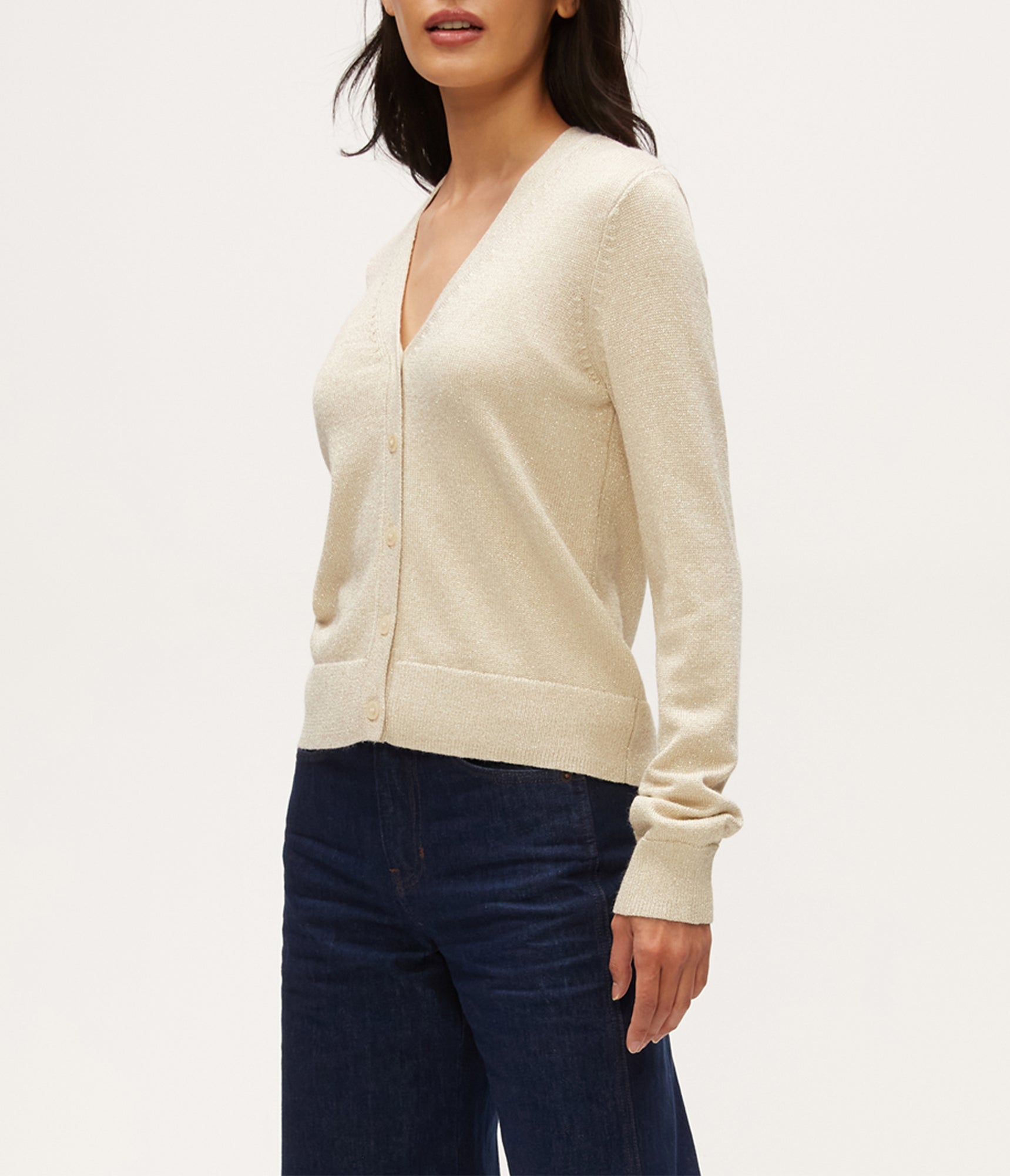 Ruiz Metallic Cardigan | Champagne