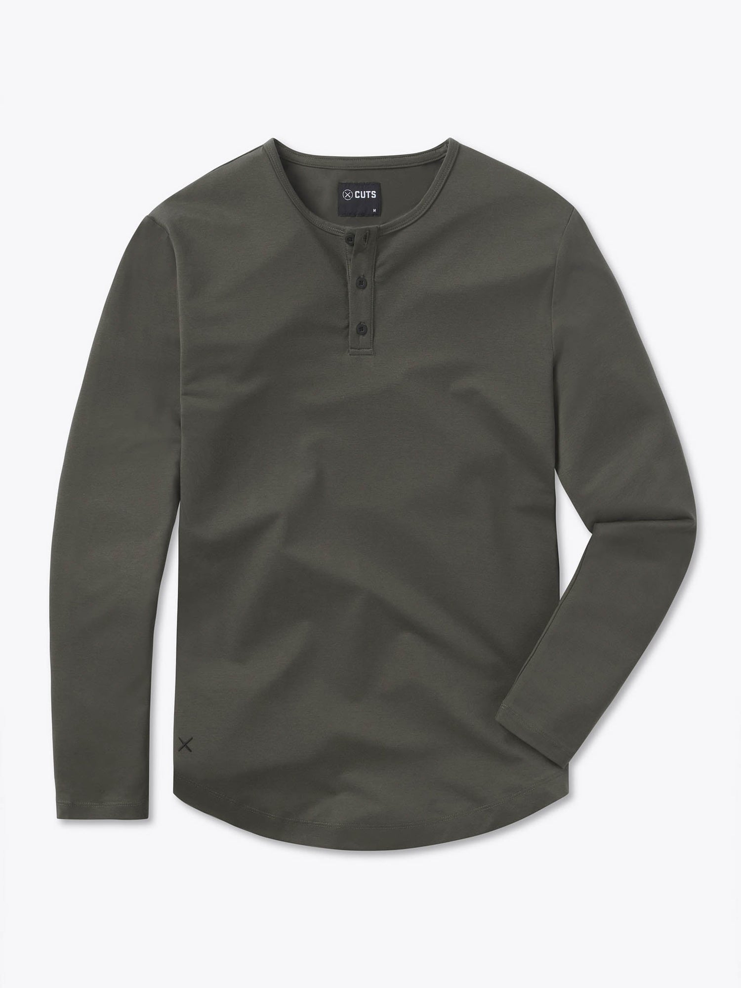 AO Long Sleeve Henley Curve-Hem | Slate Signature-fit PYCA Pro