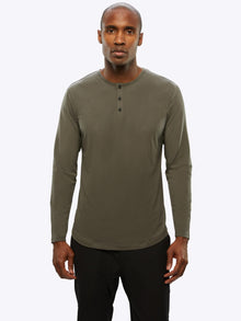 AO Long Sleeve Henley Curve-Hem | Slate Signature-fit PYCA Pro