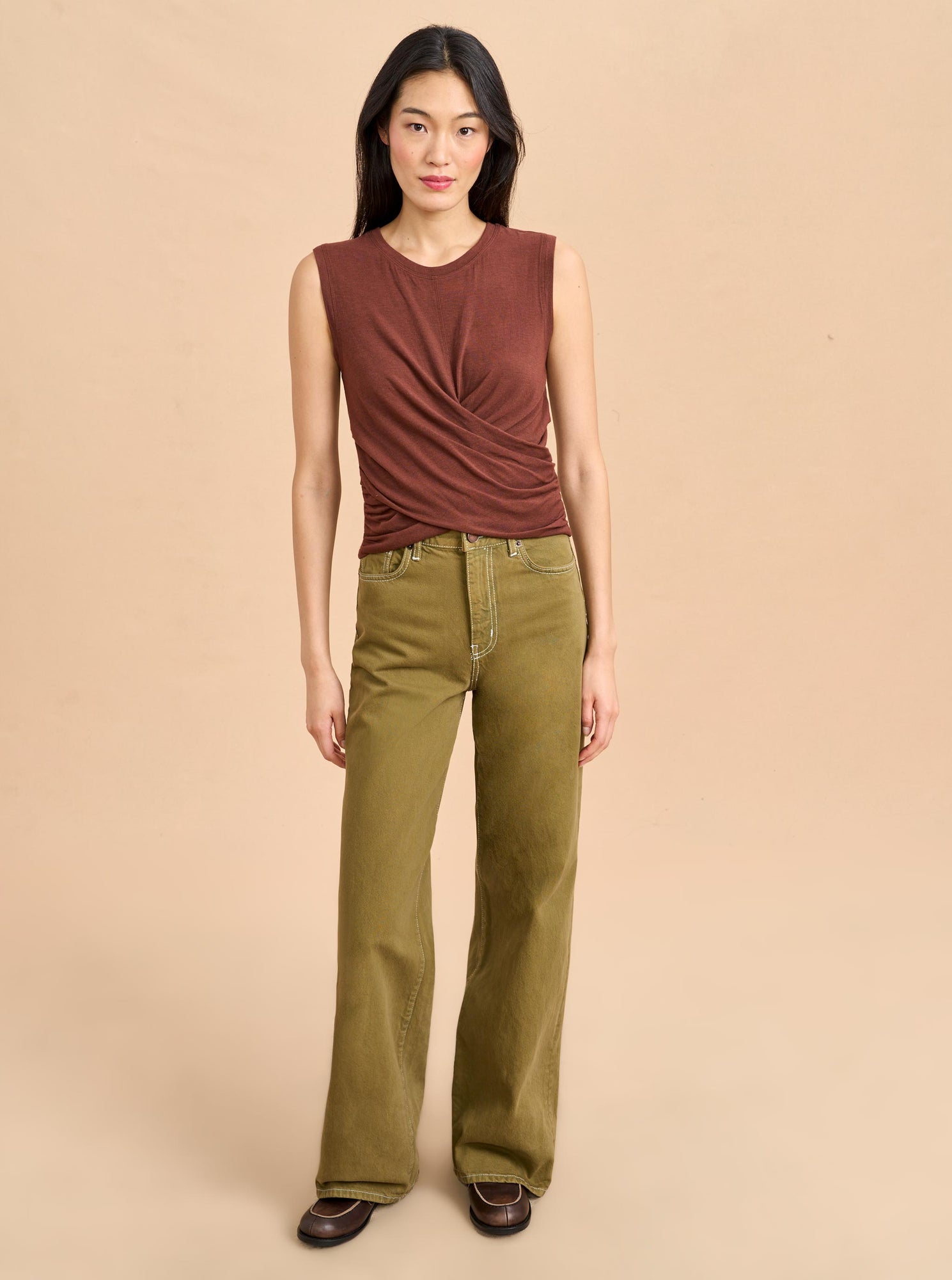 Sleeveless Angelique Top | Cocoa